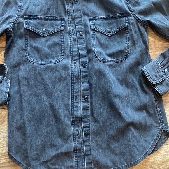 Madewell black denim button up long sleeve: Madewell Western Shirt in Lunar Wash - Picture 6 of 6